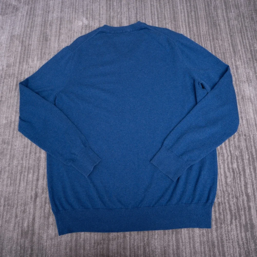 Banana Republic V-Neck Sweater Mens XL Blue Good Cotton Cashmere Knit